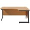 Jemini 1600mm Corner Desk, Right Hand, Black Single Upright Cantilever Legs, Oak