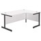 Jemini 1600mm Corner Desk, Right Hand, Black Single Upright Cantilever Legs, White