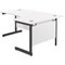 Jemini 1600mm Corner Desk, Right Hand, Black Single Upright Cantilever Legs, White