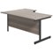 Jemini 1800mm Corner Desk, Right Hand, Black Single Upright Cantilever Legs, Grey Oak