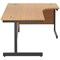 Jemini 1800mm Corner Desk, Right Hand, Black Single Upright Cantilever Legs, Oak