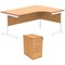 Astin 1600mm Corner Desk with 3 Drawer Desk High Pedestal, Right Hand, White Cantilever Leg, Beech
