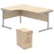 Astin 1600mm Corner Desk with 3 Drawer Desk High Pedestal, Left Hand, Silver Cantilever Leg, Oak