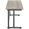 Jemini 1600mm Slim Rectangular Desk, Black Double Upright Cantilever Legs, Grey Oak