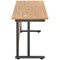 Jemini 1600mm Slim Rectangular Desk, Black Double Upright Cantilever Legs, Oak