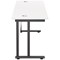 Jemini 1600mm Slim Rectangular Desk, Black Double Upright Cantilever Legs, White