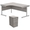 Astin 1600mm Corner Desk with 3 Drawer Desk High Pedestal, Left Hand, Silver Cantilever Leg, Grey Oak