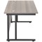 Jemini 1600mm Rectangular Desk, Black Double Upright Cantilever Legs, Grey Oak