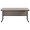 Jemini 1600mm Rectangular Desk, Black Double Upright Cantilever Legs, Grey Oak