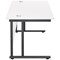 Jemini 1600mm Rectangular Desk, Black Double Upright Cantilever Legs, White