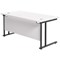 Jemini 1600mm Rectangular Desk, Black Double Upright Cantilever Legs, White