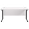Jemini 1600mm Rectangular Desk, Black Double Upright Cantilever Legs, White