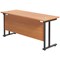 Jemini 1800mm Slim Rectangular Desk, Black Double Upright Cantilever Legs, Beech