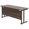 Jemini 1800mm Slim Rectangular Desk, Black Double Upright Cantilever Legs, Walnut