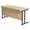 Jemini 1800mm Slim Rectangular Desk, Black Double Upright Cantilever Legs, Maple