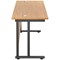 Jemini 1800mm Slim Rectangular Desk, Black Double Upright Cantilever Legs, Oak