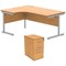 Astin 1600mm Corner Desk with 3 Drawer Desk High Pedestal, Left Hand, Silver Cantilever Leg, Beech