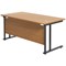 Jemini 1800mm Rectangular Desk, Black Double Upright Cantilever Legs, Oak