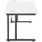 Jemini 1800mm Rectangular Desk, Black Double Upright Cantilever Legs, White