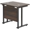 Jemini 800mm Slim Rectangular Desk, Black Double Upright Cantilever Legs, Walnut