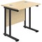 Jemini 800mm Slim Rectangular Desk, Black Double Upright Cantilever Legs, Maple