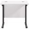 Jemini 800mm Slim Rectangular Desk, Black Double Upright Cantilever Legs, White