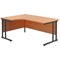 Jemini 1600mm Corner Desk, Left Hand, Black Double Upright Cantilever Legs, Beech