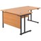 Jemini 1600mm Corner Desk, Left Hand, Black Double Upright Cantilever Legs, Beech