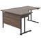 Jemini 1600mm Corner Desk, Left Hand, Black Double Upright Cantilever Legs, Walnut