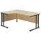 Jemini 1600mm Corner Desk, Left Hand, Black Double Upright Cantilever Legs, Maple