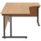 Jemini 1600mm Corner Desk, Right Hand, Black Double Upright Cantilever Legs, Oak