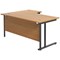 Jemini 1600mm Corner Desk, Right Hand, Black Double Upright Cantilever Legs, Oak