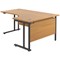 Jemini 1600mm Corner Desk, Right Hand, Black Double Upright Cantilever Legs, Oak