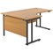 Jemini 1800mm Corner Desk, Left Hand, Black Double Upright Cantilever Legs, Oak