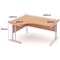 Polaris 1600mm Corner Desk, Left Hand, Silver Cantilever Legs, Beech