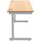 Polaris 1400mm Slim Rectangular Desk, Silver Cantilever Leg, Beech