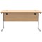 Polaris 1400mm Slim Rectangular Desk, Silver Cantilever Leg, Beech