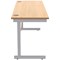 Polaris 1600mm Slim Rectangular Desk, Silver Cantilever Leg, Beech