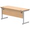 Polaris 1600mm Slim Rectangular Desk, Silver Cantilever Leg, Beech