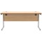 Polaris 1600mm Slim Rectangular Desk, Silver Cantilever Leg, Beech