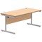 Polaris 1600mm Rectangular Desk, Silver Cantilever Leg, Beech