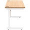 Polaris 1200mm Slim Rectangular Desk, White Cantilever Leg, Beech