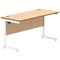 Polaris 1400mm Slim Rectangular Desk, White Cantilever Leg, Beech