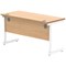 Polaris 1400mm Slim Rectangular Desk, White Cantilever Leg, Beech