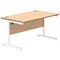 Polaris 1400mm Rectangular Desk, White Cantilever Leg, Beech