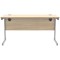 Polaris 1400mm Slim Rectangular Desk, Silver Cantilever Leg, Oak