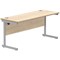 Polaris 1600mm Slim Rectangular Desk, Silver Cantilever Leg, Oak