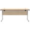 Polaris 1600mm Slim Rectangular Desk, Silver Cantilever Leg, Oak