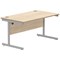 Polaris 1400mm Rectangular Desk, Silver Cantilever Leg, Oak