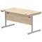 Polaris 1400mm Rectangular Desk, Silver Cantilever Leg, Oak